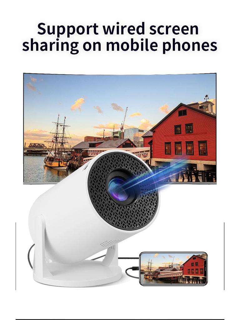 M5pro Mini HD Portable Home Projector - Wireless & Wired Connectivity