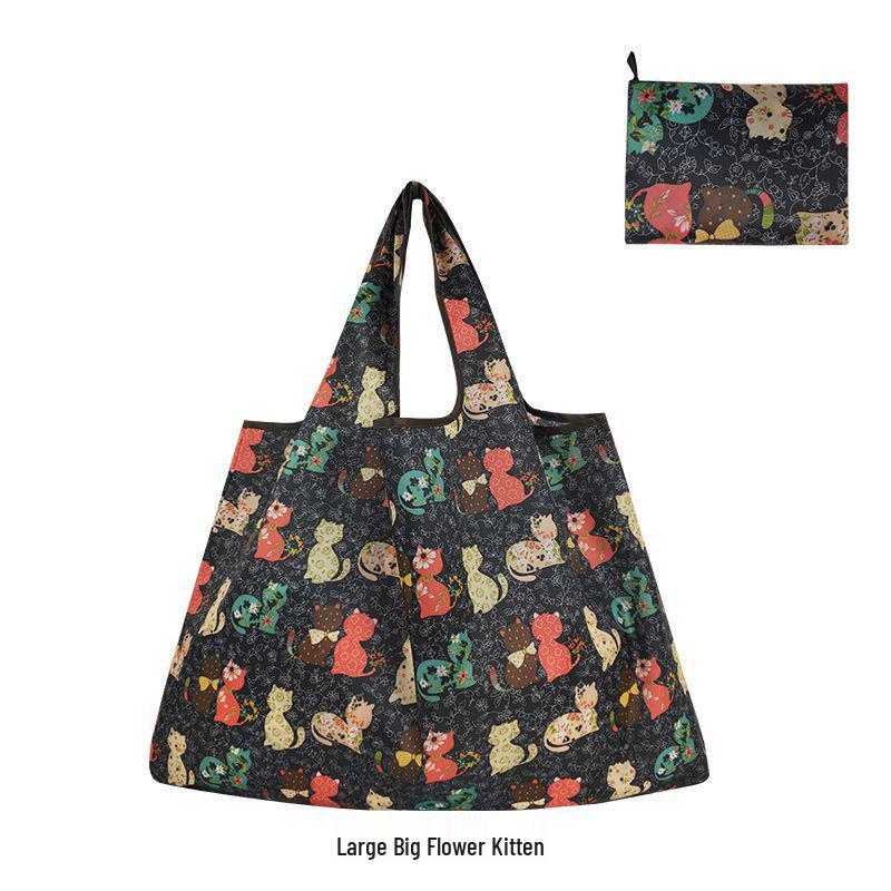 Women's Eco-Friendly Cute Cartoon Waterproof Shopping Bag - Lightweight and Foldable with Large Capacity