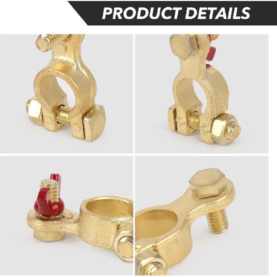 SINGARO Car Battery Terminal Connector, Pure Copper Cable End Top Post Clip Positive And Negative Pole, Applicable To Automobile, Truck, RV And Yacht