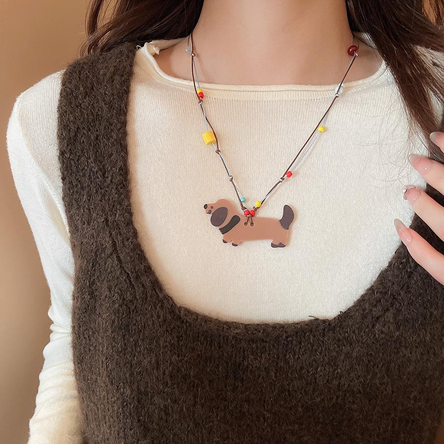 Mengqu Cute Puppy Necklace~ Children's Fun Versatile Long Accessories Women's New Popular Necklaces