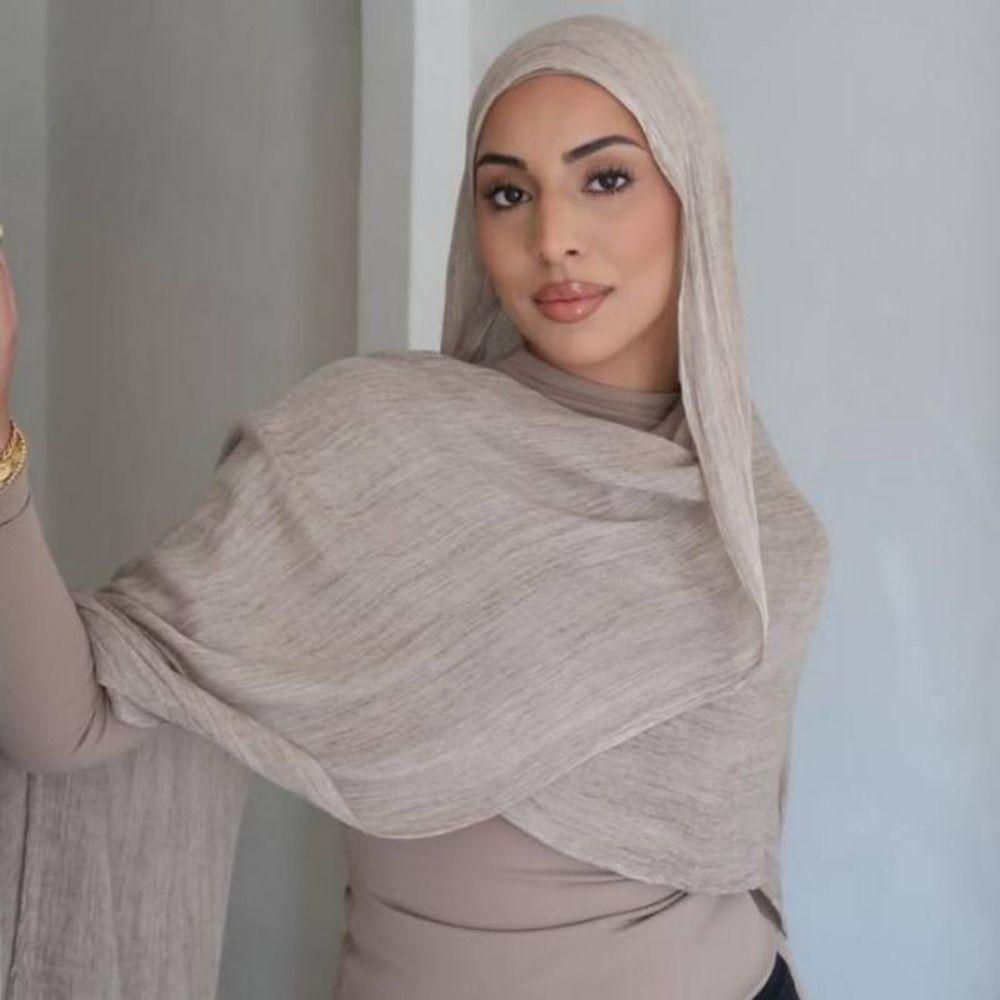 Solid Color Crinkle Hijabs Tie-dye Rayon Female Turban Women Muslim Scarf Shawls  Four Seasons
