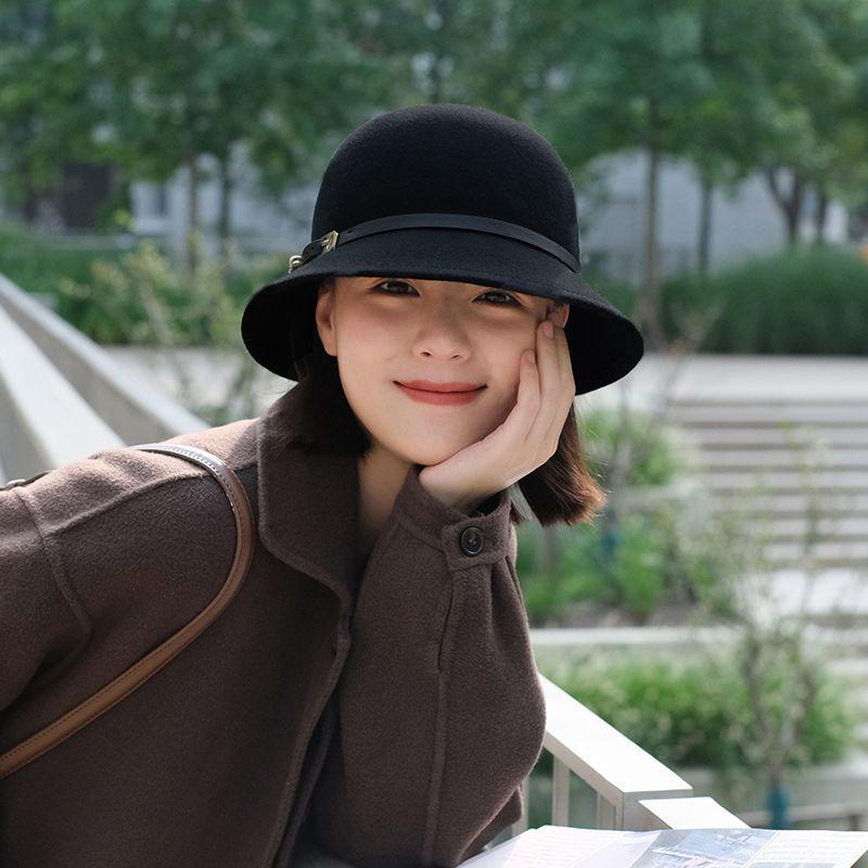 

Женская осенне-зимняя фетровая шляпа федора-купол-ведро из шерсти - Универсальный британский/французский стиль M (56-58 cm)