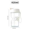 New Insulated Double Drinking Cup with Lid 420ml Portable Handle for Girls, Student Office, Rope Carrying Glass Cup