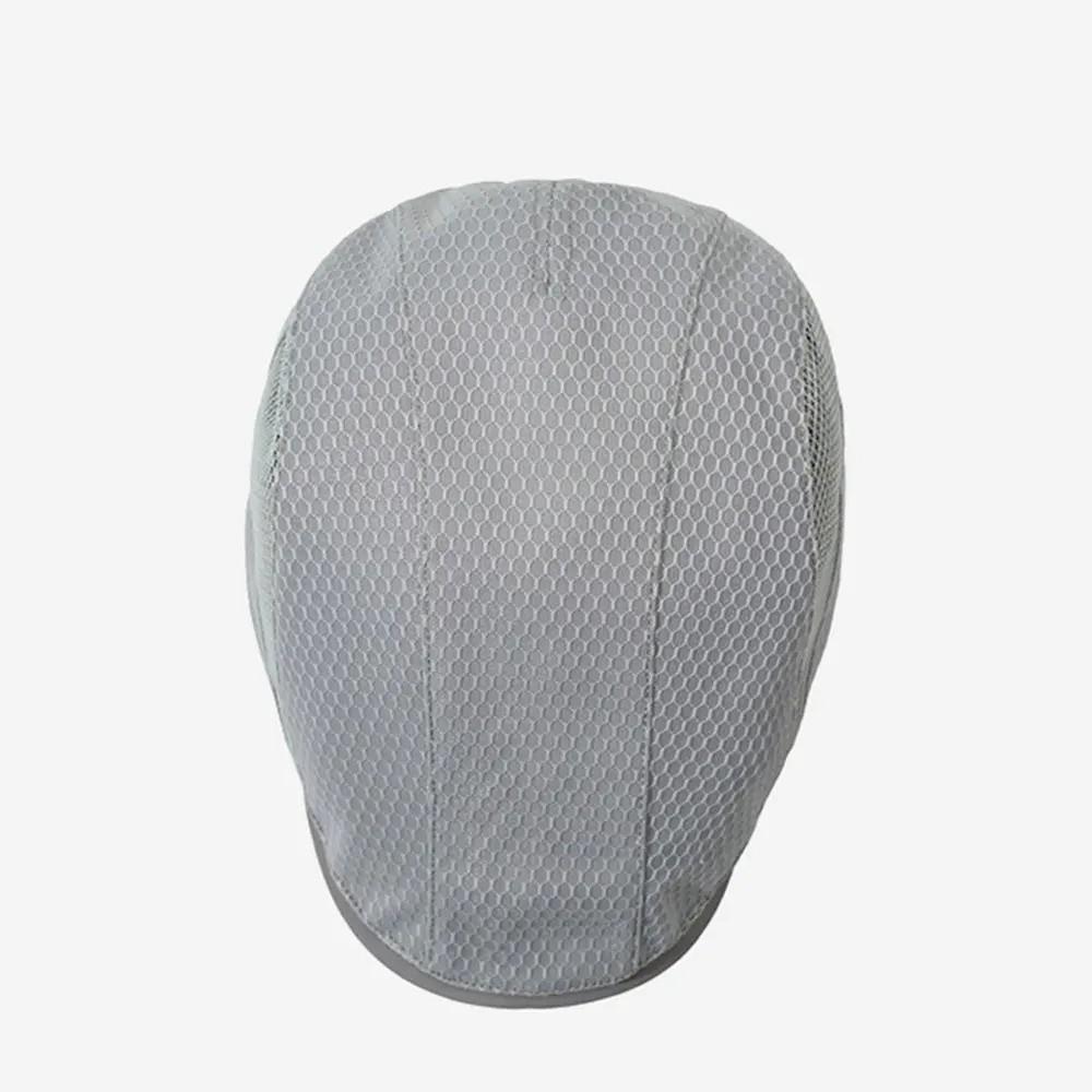 Vintage Solid Color Newsboy Caps Sun Protection Mesh Breathable Beret Hats Adjustable Peaked Hat Women