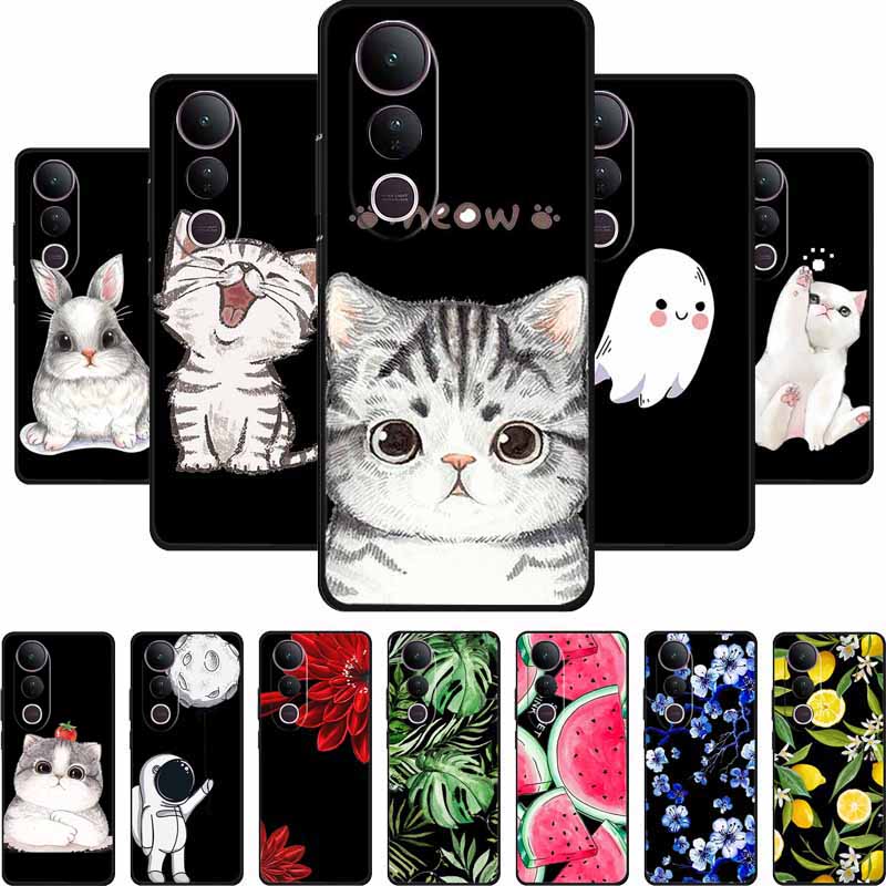 For Vivo V50 Lite Phone Case V 50 lite Coque Cute Cartoon Black Silicone Soft Back Cover For Vivo V50 Lite 5G 4G Case V50lite