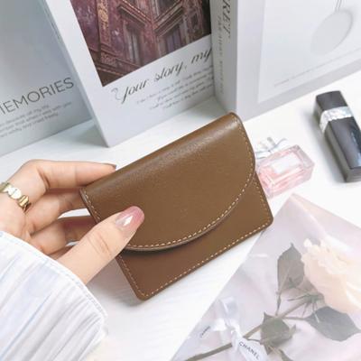Pu Leather Coin Purse Simple Cover Type Coin Wallet Ins Student Wallet Female Card Bag Short Purses For Women Small Money Bag