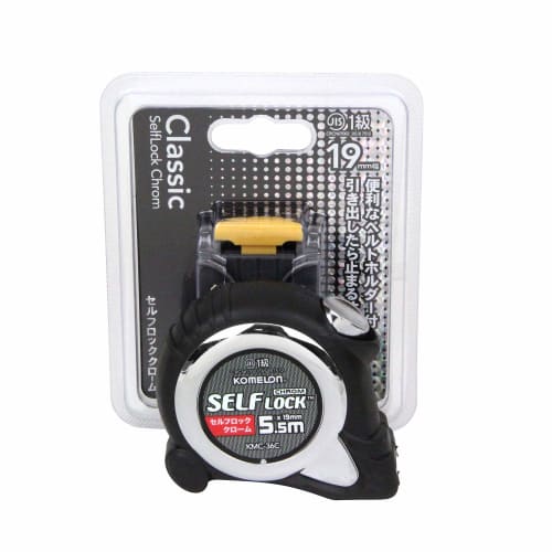 Komelon Convex Self-Locking Chrome 19 Tape, 19mm Wide, 5.5m, with Holder, KMC-36CL