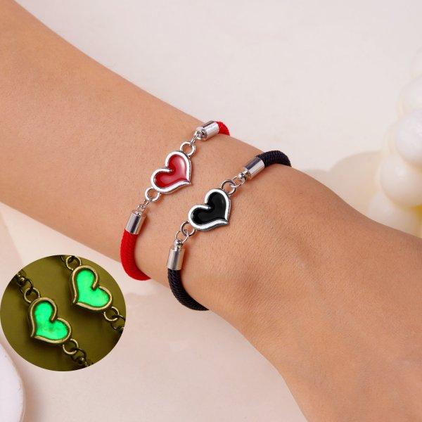 2 PCS/Set Butterfly Couples Pendant Luminous Bracelet For Women Lover Black Rope Charm Friendship Girlfriend Party Jewelry Gift