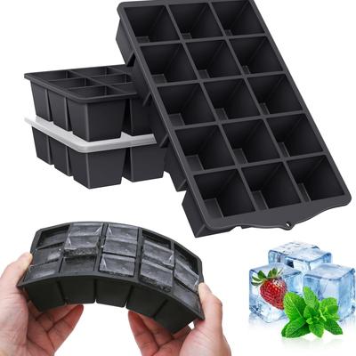 15-position Grid Silicone Ice Cube Mold, Large Tray Mold, Square Ice Cube Maker, Non-toxic and Durable, Bar/cocktail Ice Cub