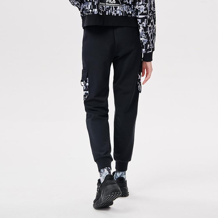 FILA Fusion X White Mountaineering Mosaic Pocket Cuffed Sports Pants Women pants Deep-Black T11W137603FBK