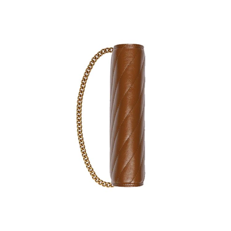 Gucci GG Marmont Brown Leather Chevron Quilted Chain Wallet Crossbody Bag For Women Daily Use