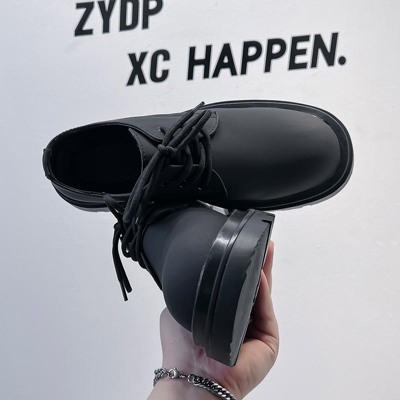 Derby shoes men's leather shoes low-top Martin simple thick-soled heightening black tooling shoes casual men's leather shoes 3225-A