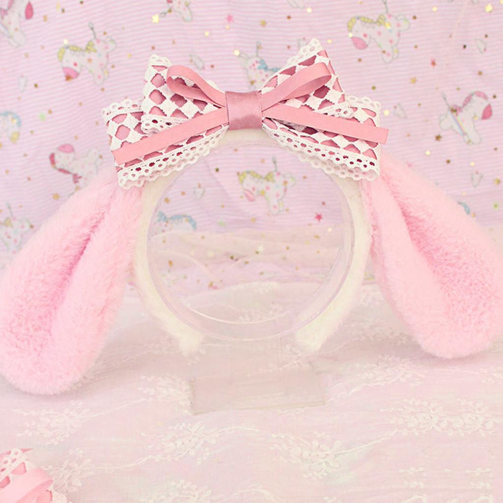 Sweet Style Tiara Women Students Photoshoot Hairband Cartoon Melody Ears Bowknot Headbands Plush Fluffy Hair Hoop