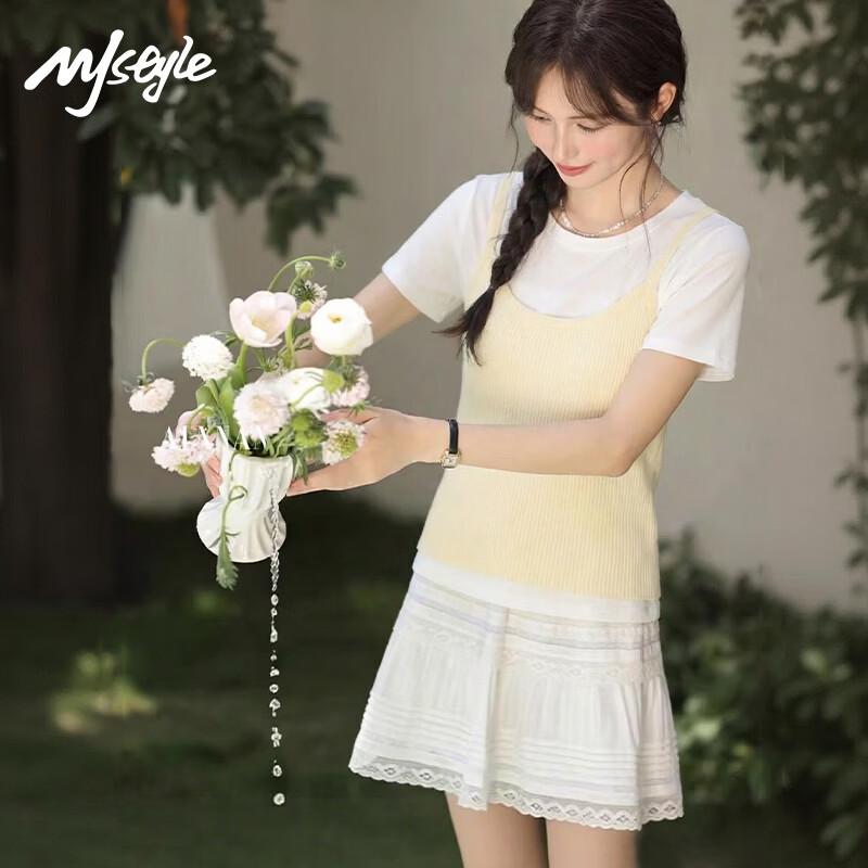 MJ STYLE Snow Cotton Short Sleeve T-Shirt for Women L