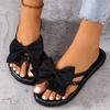 Flat-bottomed flip-flops women's summer new large-size bow beach cool slippers 43