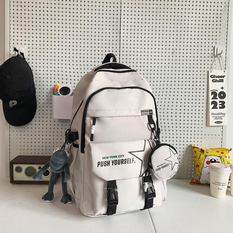 Schoolbag Japanese ins Tooling Style School Bag Male Large Capacity Junior High School Student Backpack Cool College Student Couple Backpack