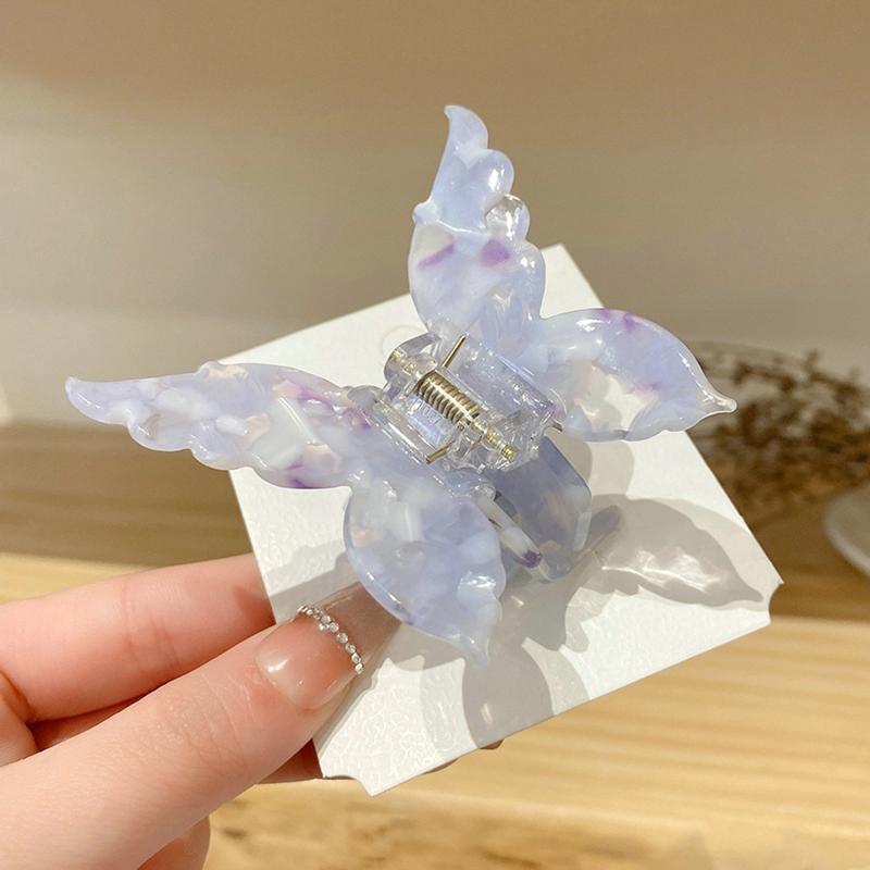 New Acetate Resin Hair Claw Sweet Butterfly Hairpin Clip Gradient Tie-Dye Colored Hair Accessories Barrettes Women Girls
