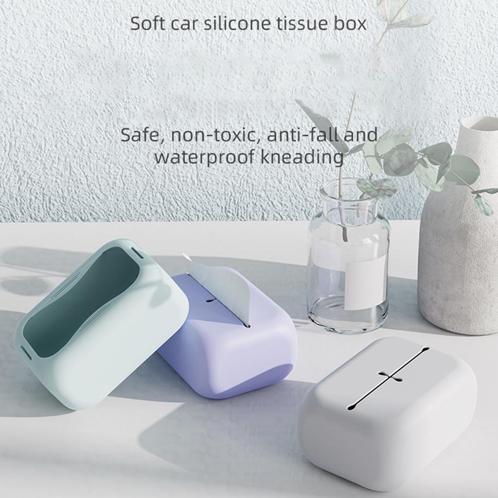 Silicone Tissue Box Napkin Holder Soft Paper Towel Container for Living Room Bedroom Bathroom Office Home Decoration