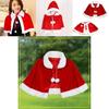 Xmas Red Velvet Santa Claus Hooded Cloak With Hat For Kids Adults