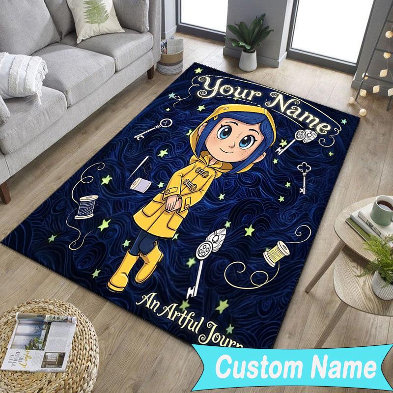 Custom NameMystery Coraline's World Carpet, Indoor Rug, Chair Rug, Living Rooms, Doormat Made From Polyester Home Decor Birthday Christmas Gifts