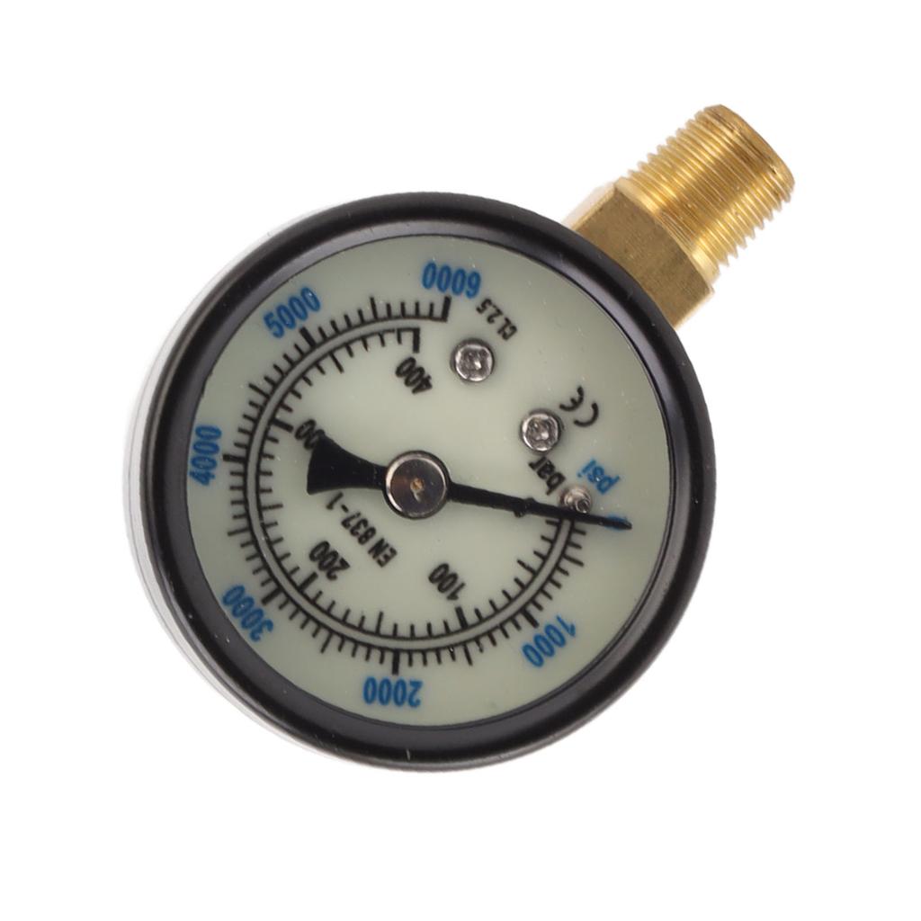 6000psi Dual Scale Pressure Gauge 1 8 Npt Connection Pressure Gauge Suitable For CO2 Aerated Bottle