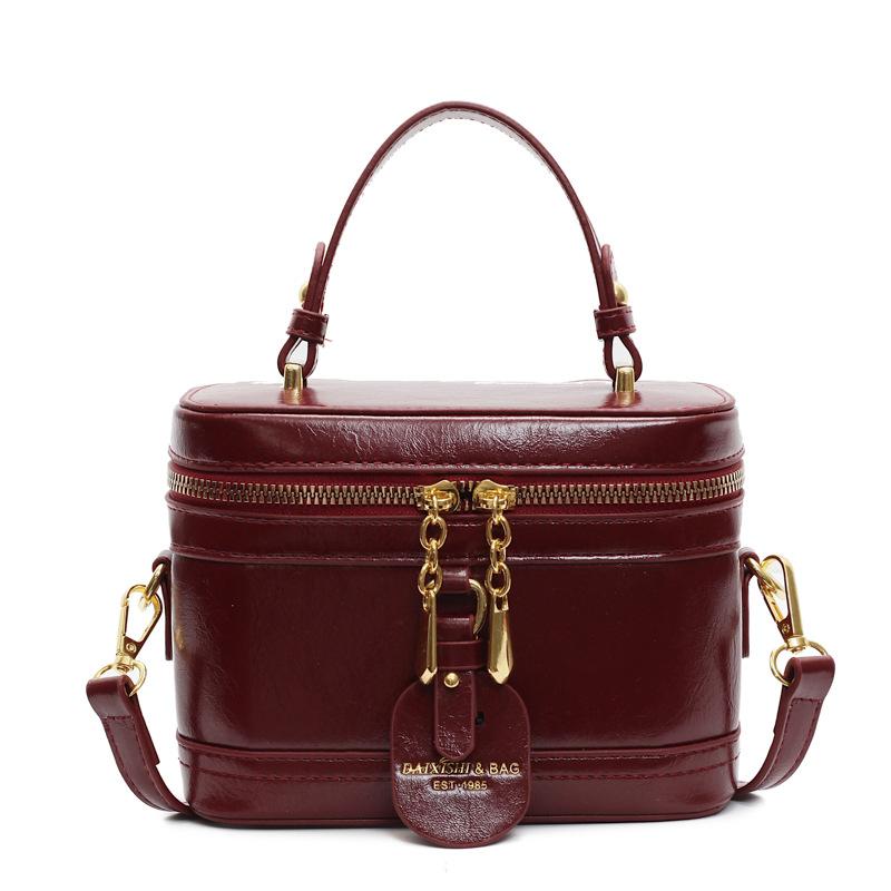 Retro texture small square bag, female tide niche splicing, portable box bag, shoulder messenger bag.