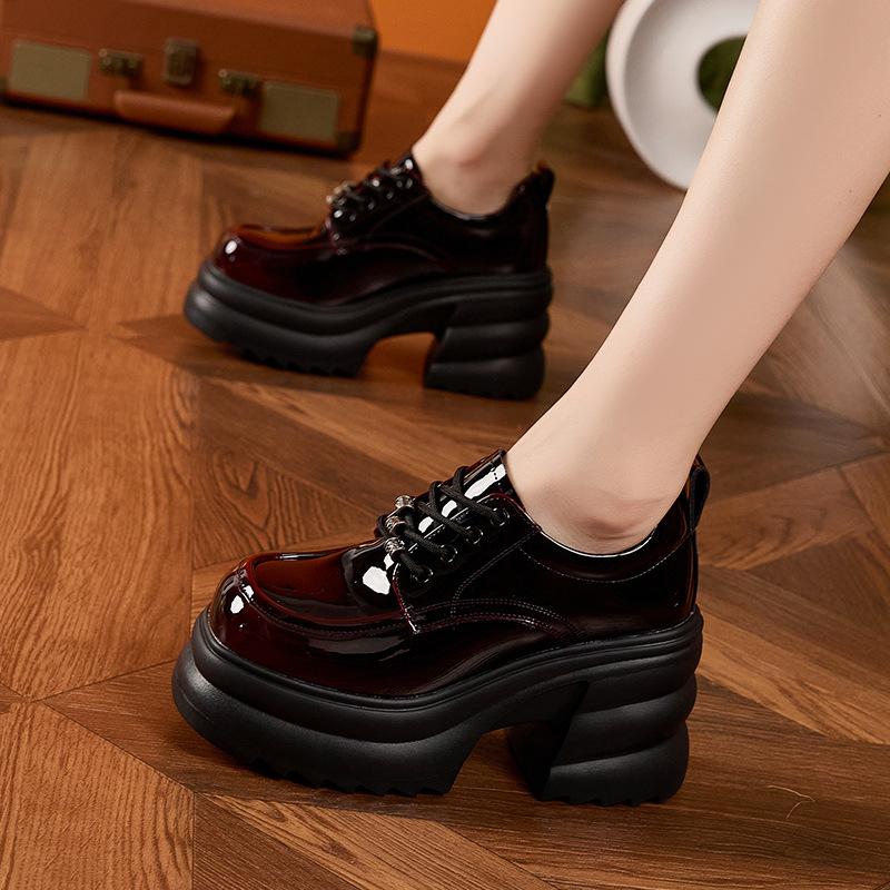 Platform Loafers Women's Autumn and Winter 2025 New Height-increasing Single Shoes British Style Small Leather Shoes Muffin Sole Thick Heel Leather