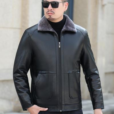 Herren-Businessjacke aus Ziegenleder mit zusätzlichem Samt und verdickter Echtlederjacke für den Winter