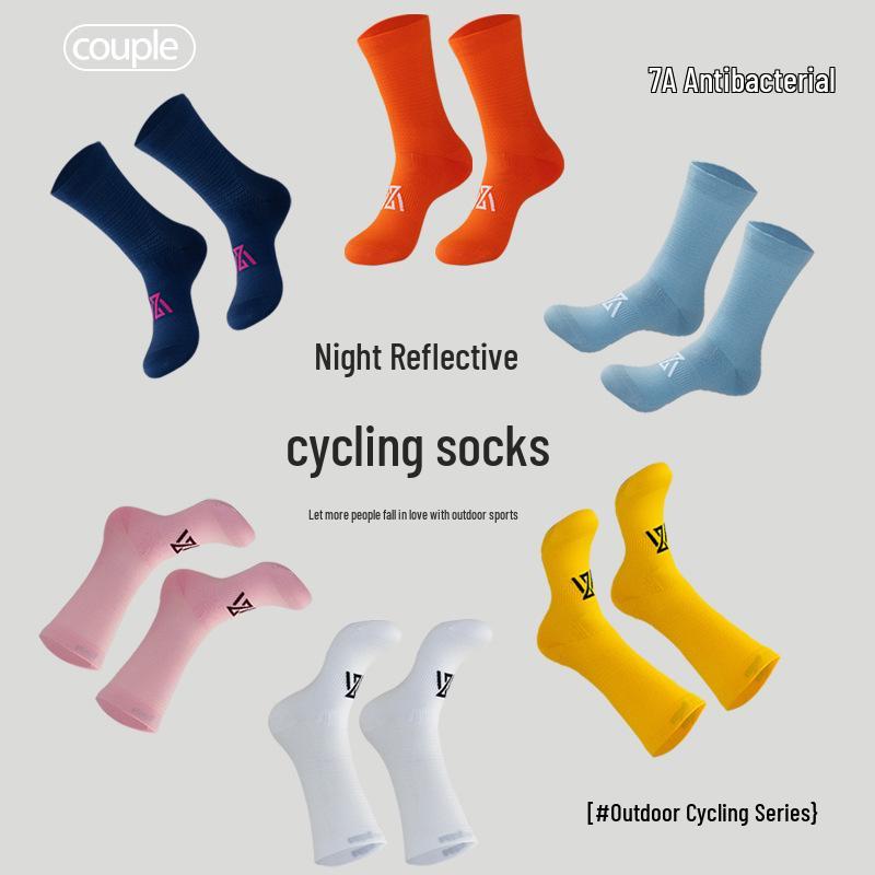 Men's and Women's Anti-Odor Reflective Cycling and Running Mid-Calf Socks