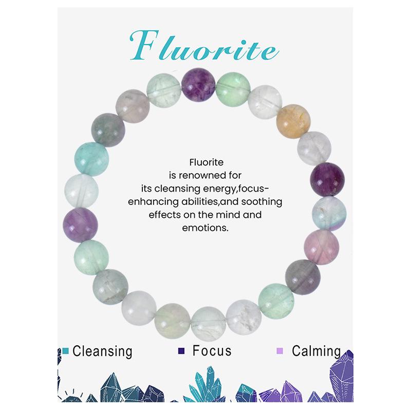 8mm Amethyst & Agate Elastic Beaded Bracelet - Natural Stone Jewelry