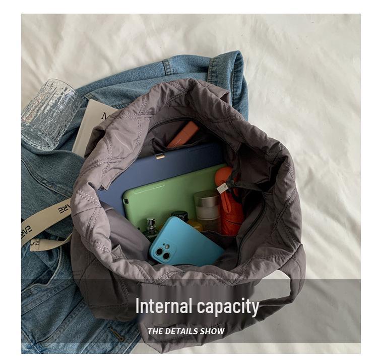Women's Quilted Tote: Casual Down Single Shoulder Bag, Large Capacity for Autumn/Winter