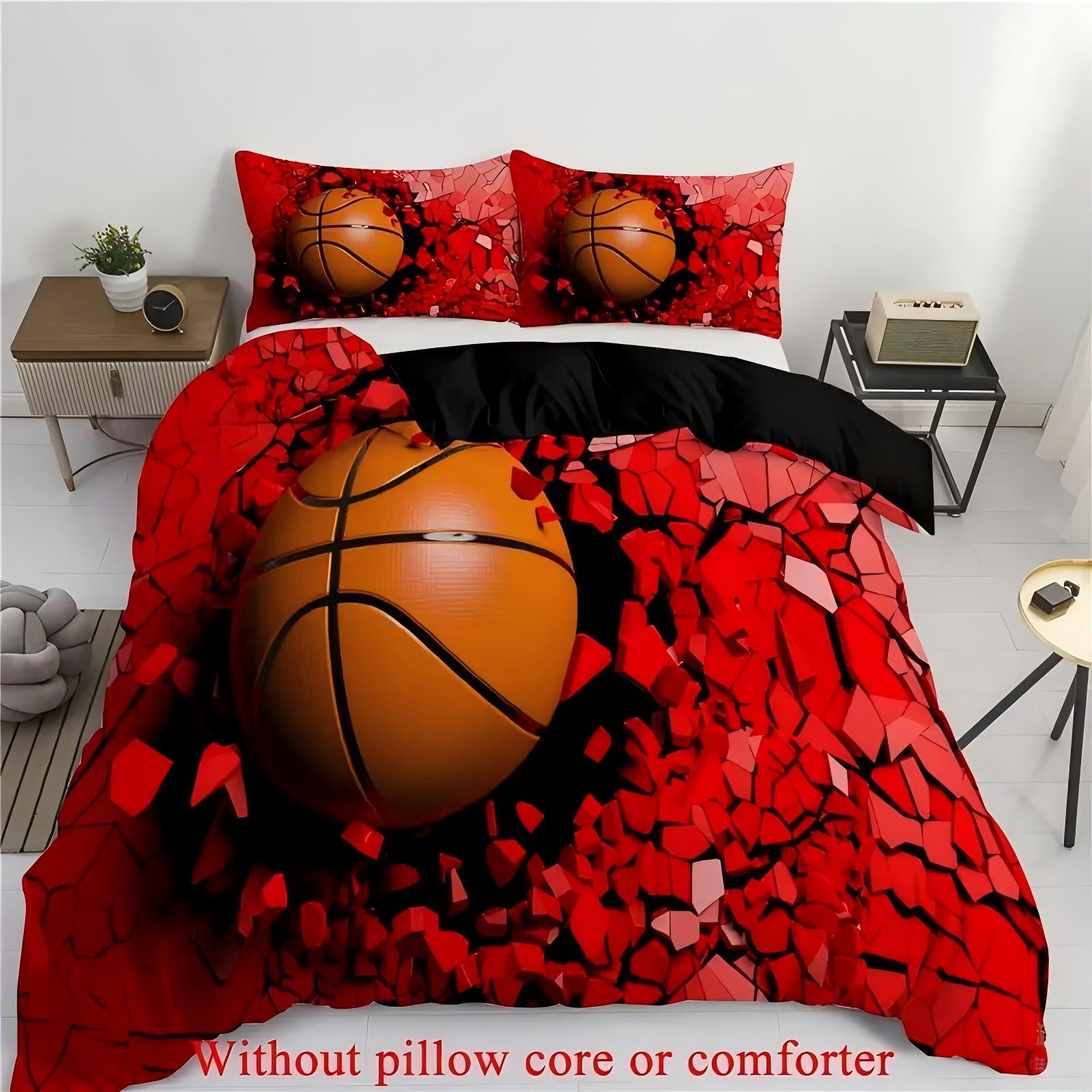 

Basketball Hits The Red Wall 3D Printed Bedding Set For Boys Mens Sports Theme Quilt Cover Home Soft Comfortable Duvet Cover Set 135x200cm 2pcs