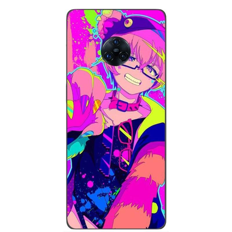 Vaporwave Glitch Neon Anime Girl Phone Case For VIVO Y95 Y93 Y31 Y20 V19 V17 V15 Pro X60 NEX Soft Black Phone Cover