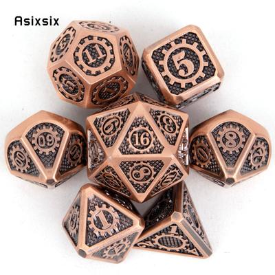 7 Pcs Yellow Black Gear Wheel Metal Dice Solid Metal Polyhedral Dice Set Suitable for Role-Playing RPG  Board Game Card Game