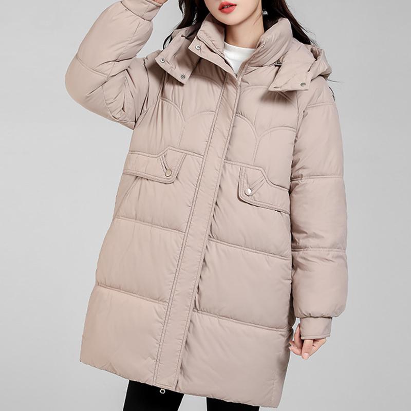 Long Coats for Women 2026 New Fashion Thick Warm Winter Women's Parkas Hooded Korean Style Solid Color Padded Jackets