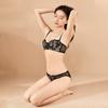 Women's Sexy Lingerie Rabbit Ears Cup Flower Embroidery Lace Underwear Soft Steel Ring Large Breasts Show Small Bra Set