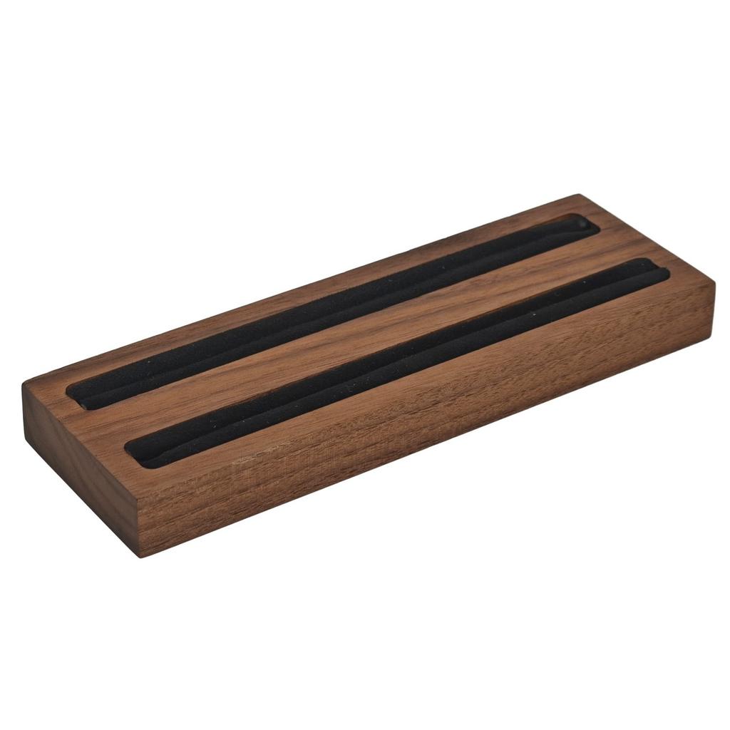 HeMu walnut double-slot ring display stand jewelry storage plate counter jewelry ornaments props solid wood ring display stand