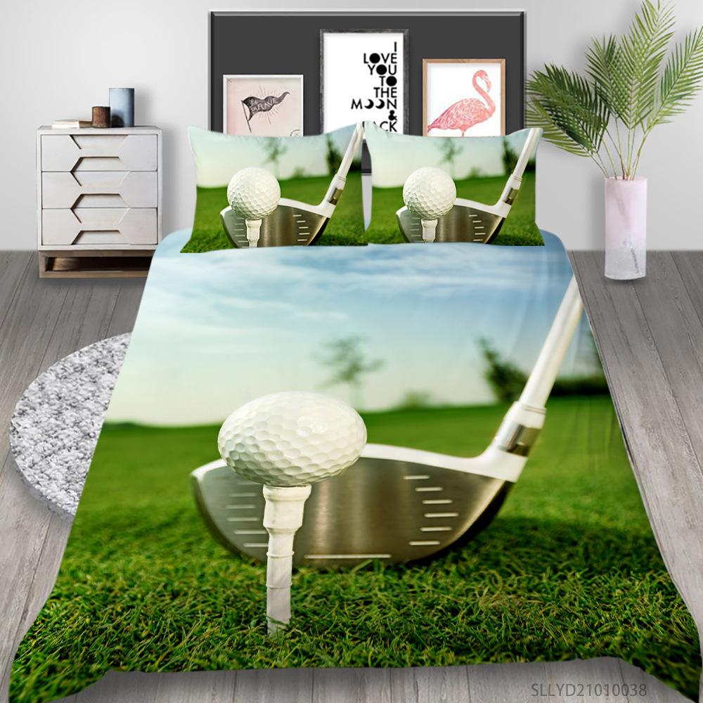 Shopify Polyester Bedding Three-Piece Golf Series Digital Printing