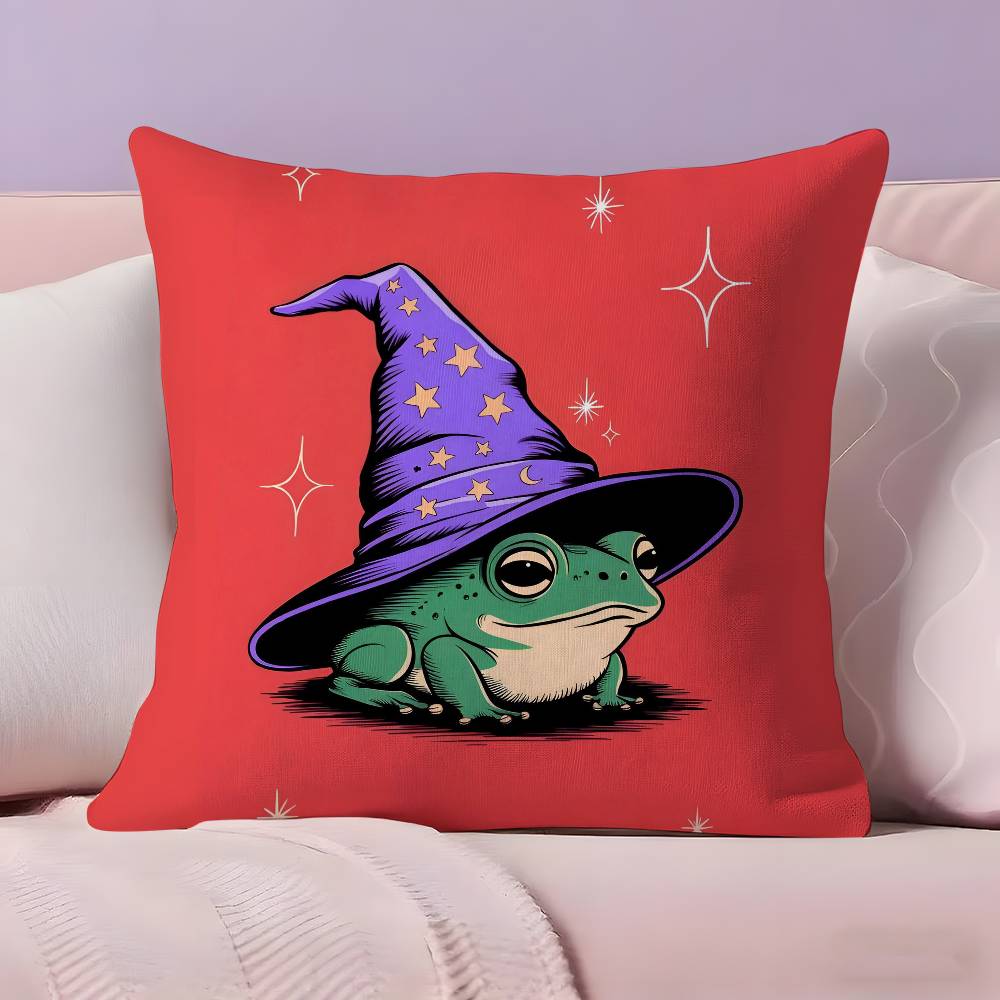 W-Wizard frog Anime Pillow Case Anti-dustmite Pillowcase Invisible zipper silky short plush Sofa cushion cover