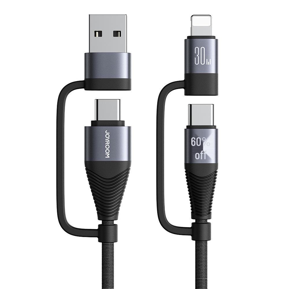 Jiletang 60W Braided Aluminum Alloy 4-in-1 Fast Charging Data Cable