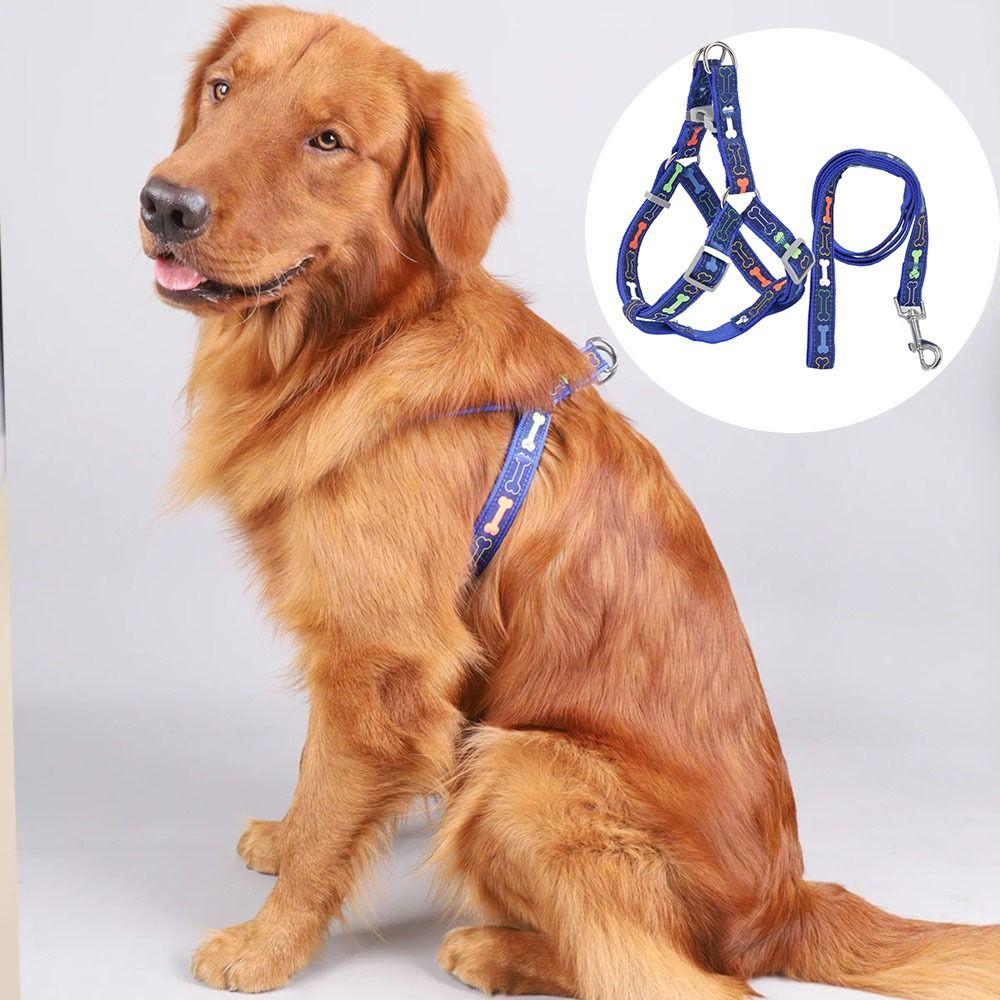 

with Rope Colorful Bone Dog Harness Vest Adjustable Dog Traction Vest Park S чорний