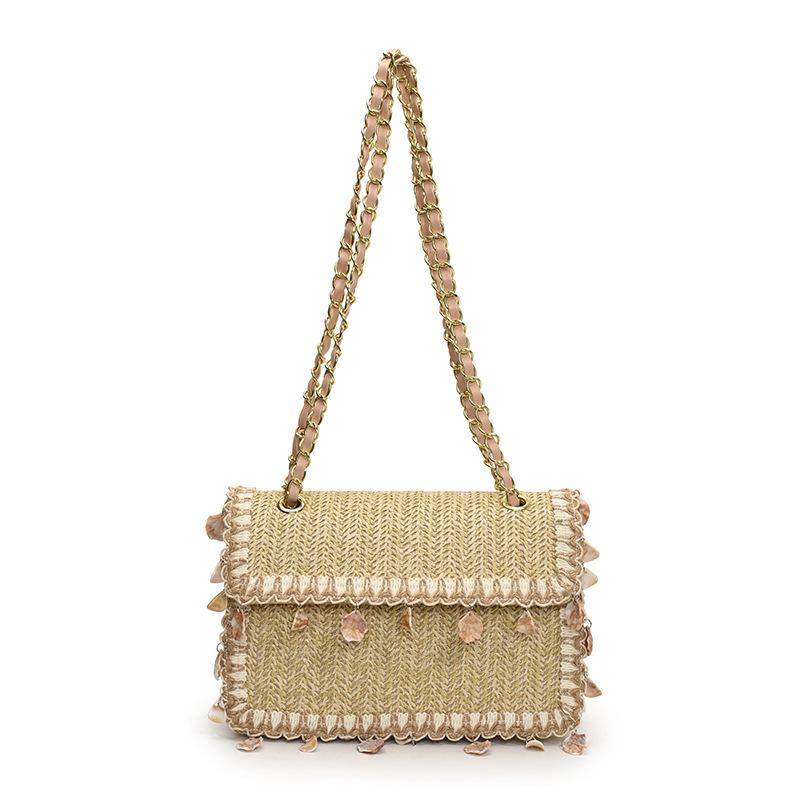 Summer Straw Woven Bag Women's New Exquisite Chain Shoulder Messenger Bag Niche Design Woven Bag