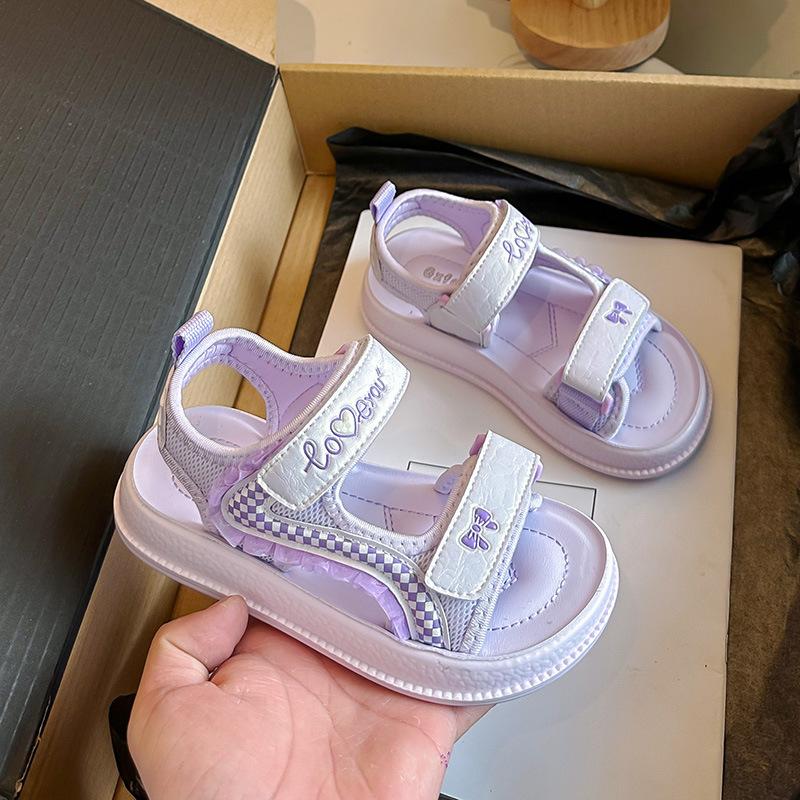 

Girls Cute Cat Doll Open-Toe Sandals2026New Spring and Summer Children s Sandals for Small, Medium, and Large Kids Beach Shoes 26Inner Length16cm фиолетовый