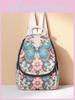 Ethnic Embroidered Canvas Backpack For Women With Multiple Compartments For Daily Use