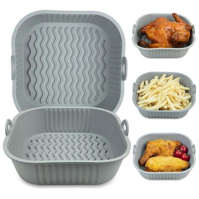 2 Stück Wiederverwendbare Heißluftfritteuse Pad Topfeinlagen Quadratisch Silikon Heißluftfritteuse Korb Heißluftfritteuse Schüssel Silikonmaterial zum Kochen