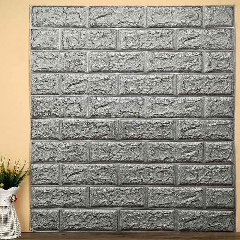 

Environmental Friendly 3d Self-adhesive Brick Wall Panel Sticker Sliver Grey,60*30cm/23.62*11.81in