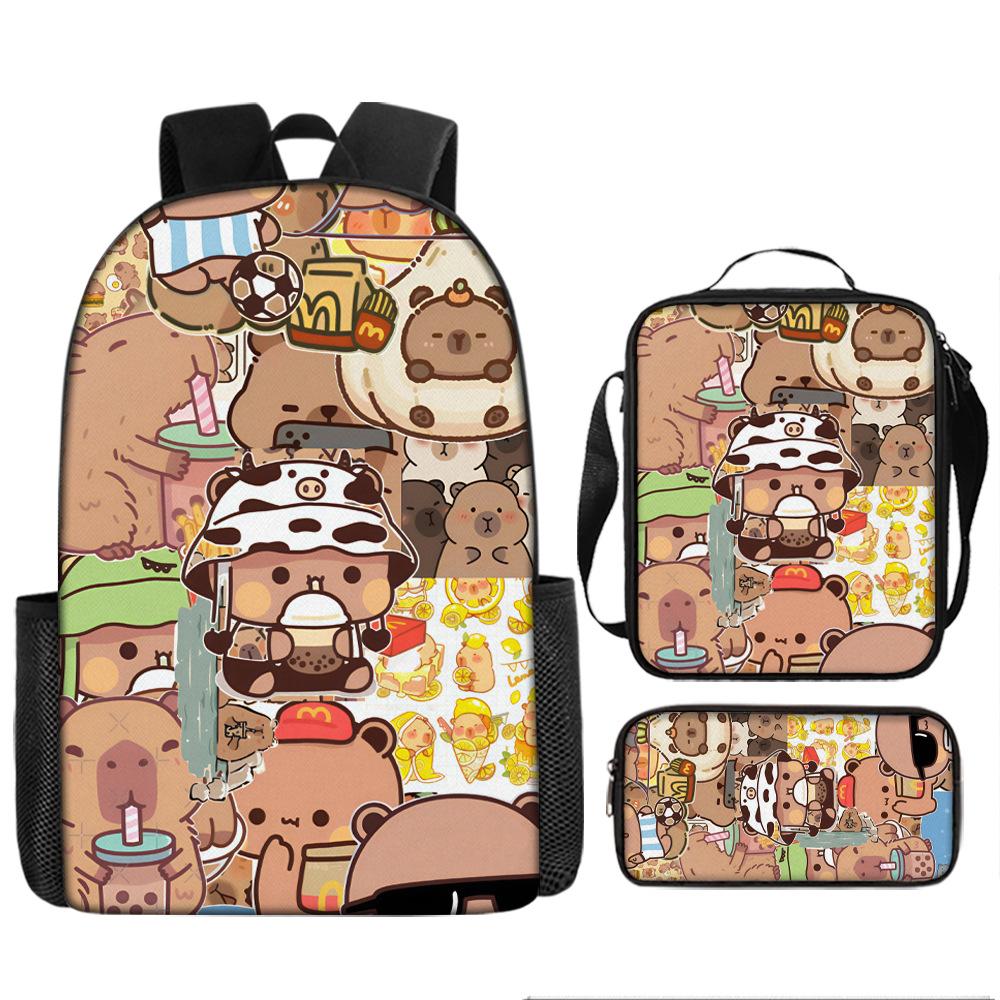 Pibara Trendy Backpack European and American Retro Schoolbag Third Grade Fourth Grade Bag