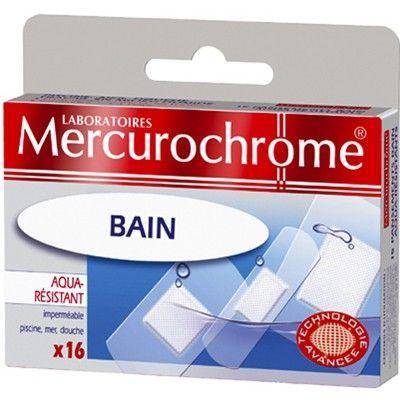 Mercurochrome Pansements Bain Aqua-Résistant Boîte de 16