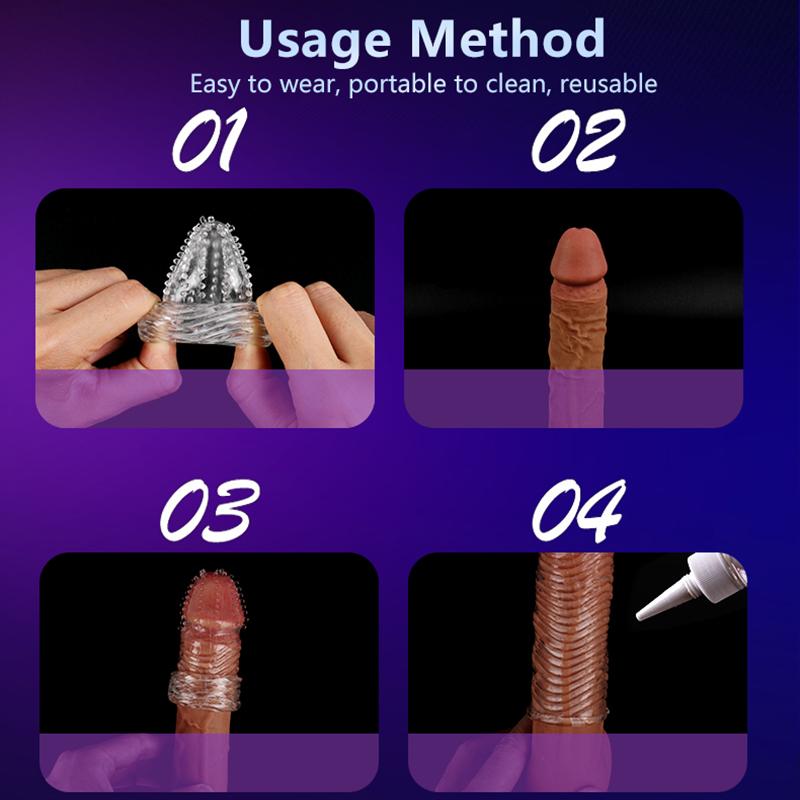 MELEON Wiederverwendbare Kondome für den Penis, Penisverlängerung, Ärmel, Spermasperre, Penisring, Dildo-Abdeckung, Sexspielzeug für Männer, Verzögerung der Ejakulation