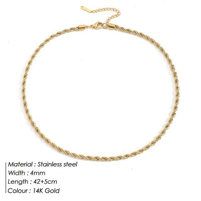 Trendy Stainless Steel Necklace for Unisex Fashion Twine Hip Hop Choker Women Men Neck Chain Necklace Jewelry